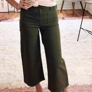 J. Crew Olive Green Wide-Leg Pants